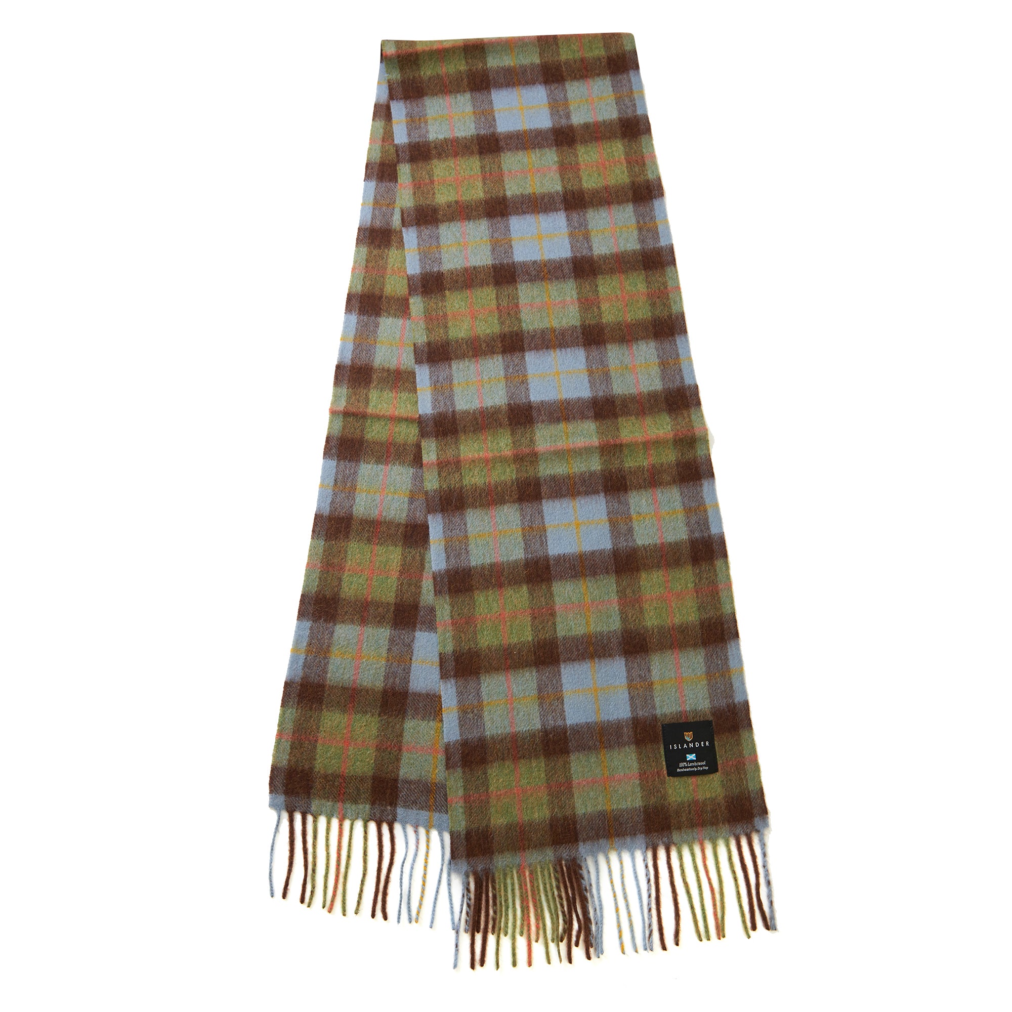 Lambswool Scarf - Chestnut&Blue Tartan