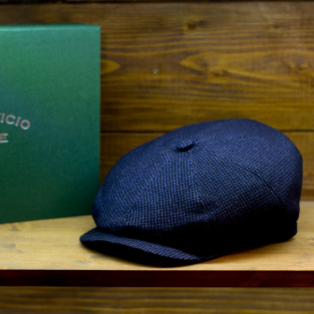 Baker Boy - Micro Pied De Poule Blue Navy