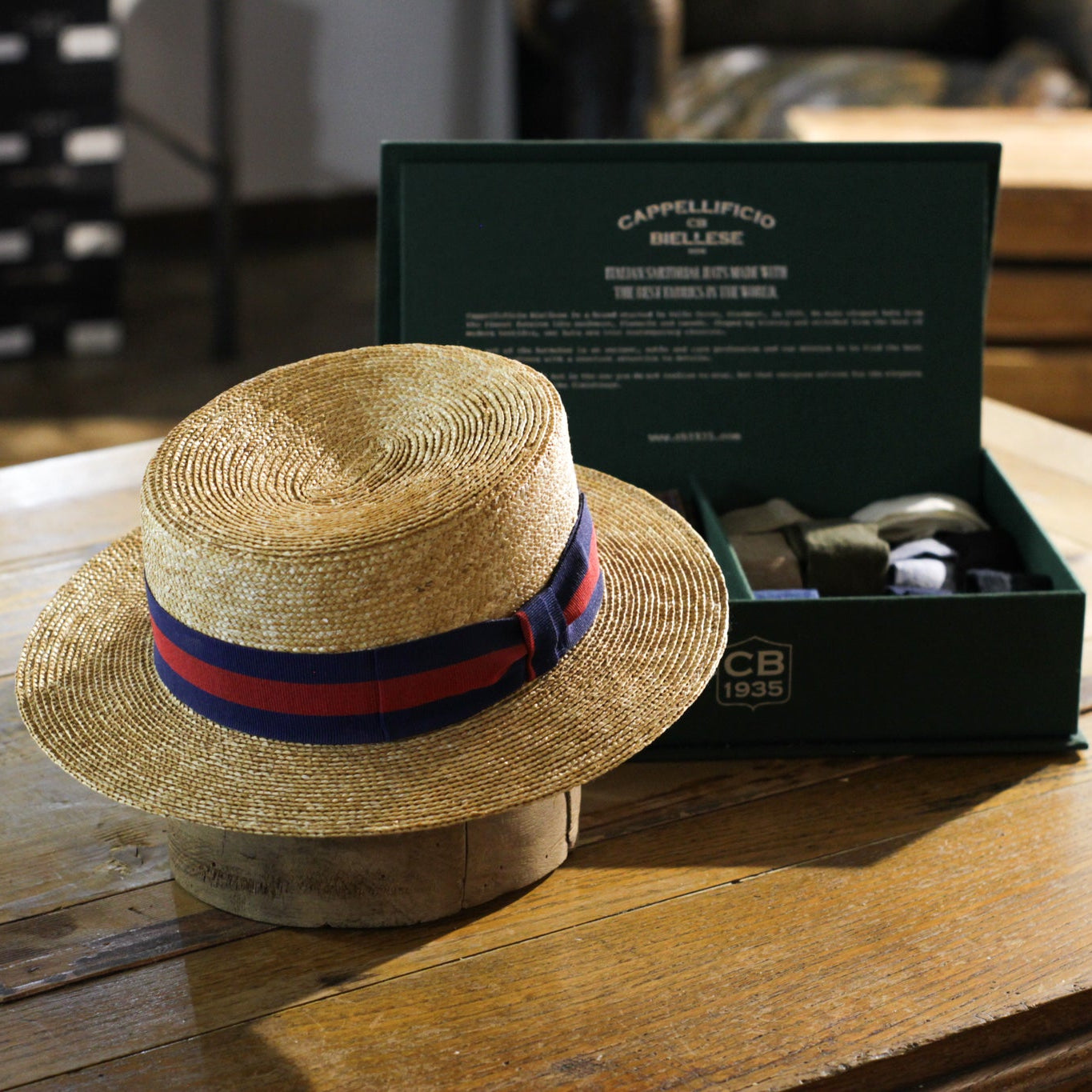 BOATER HAT - Soft Red&Blue