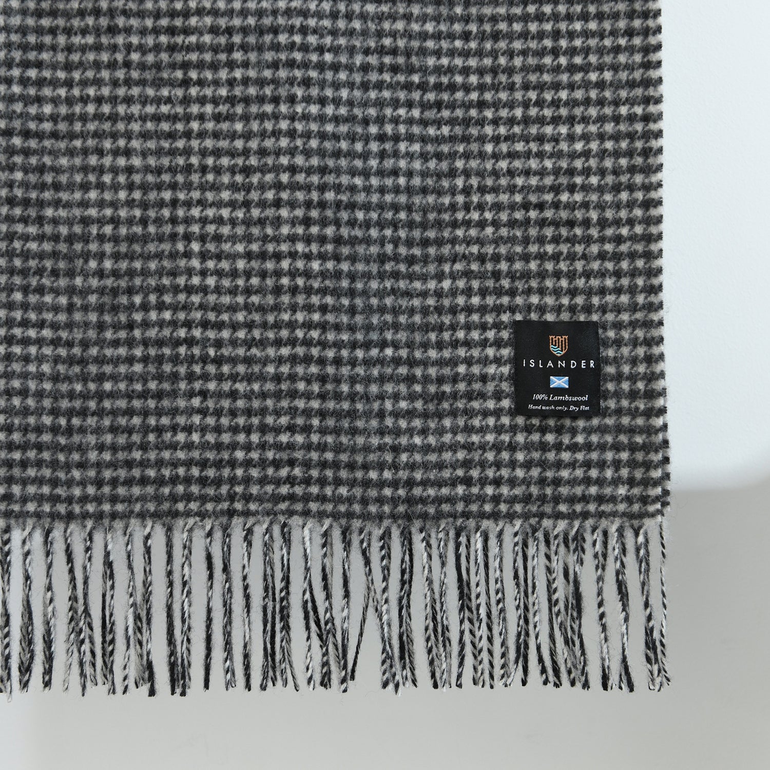 Lambswool Scarf - Black and White Dogtooth