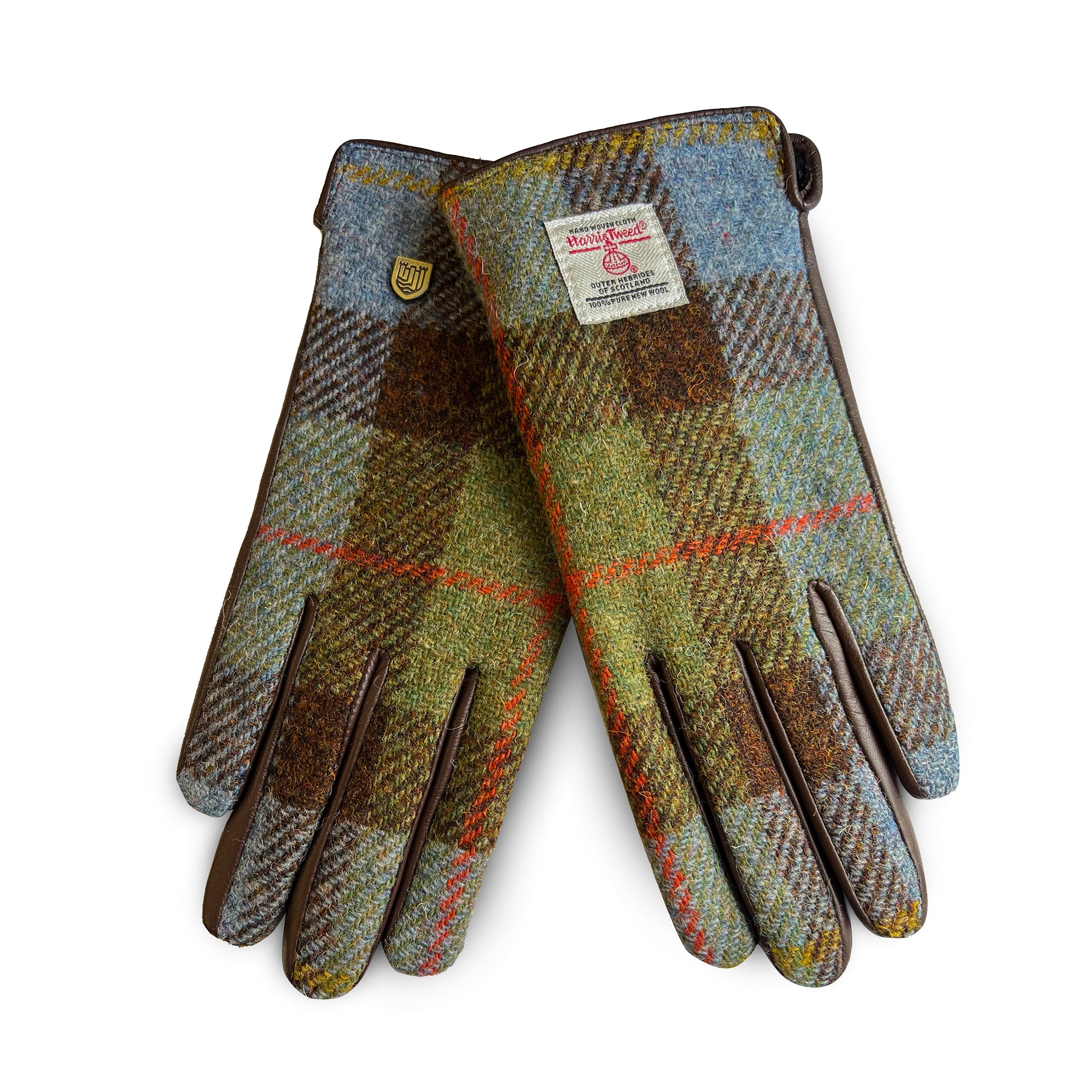 Ladies Harris Tweed® Gloves - Chestnut&Blue Tartan