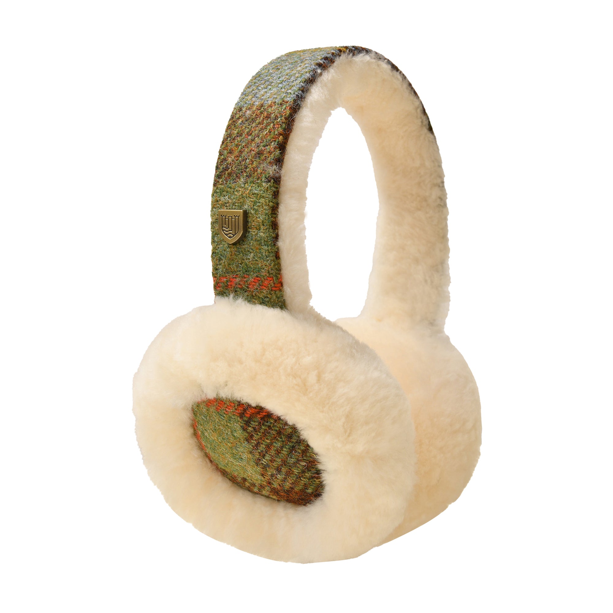 Sheepskin Earmuffs - Chestnut&Blue Tartan