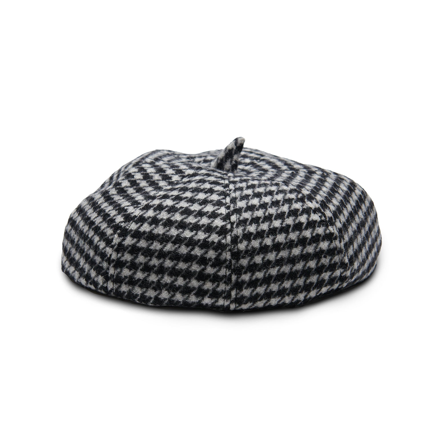 Lambswool Bunnet - Black and White Dogtooth