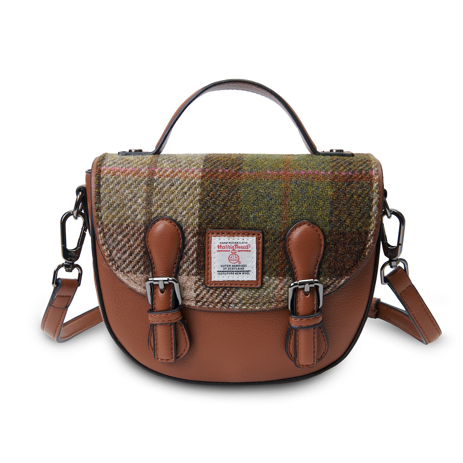 The Mini Cobble Satchel - Chestnut&Blue Tartan