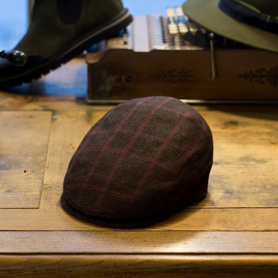 County Cap - Check marrone e viola