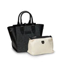 The Medium Caillie Tote - Black and Grey Herringbone
