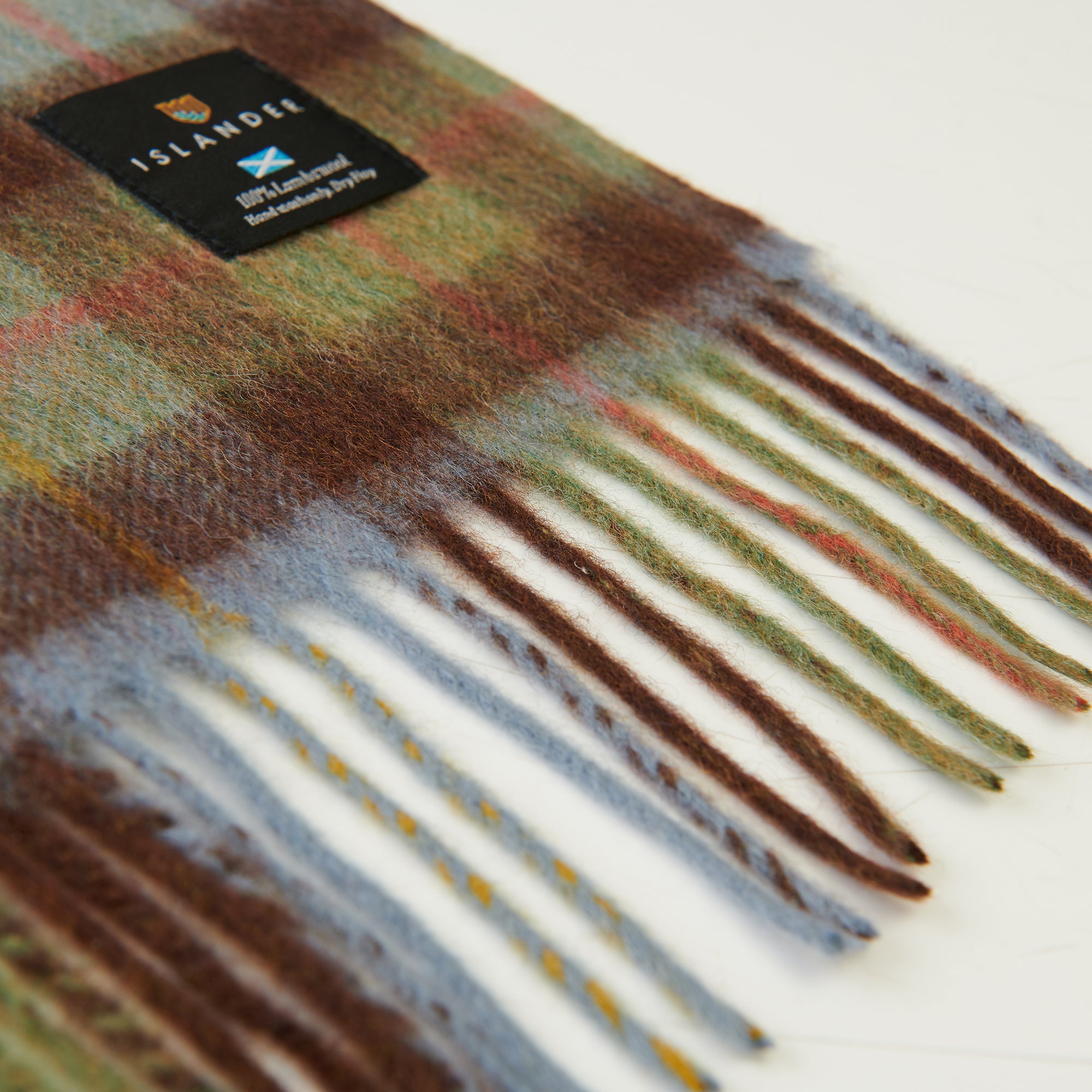 Lambswool Scarf - Chestnut&Blue Tartan