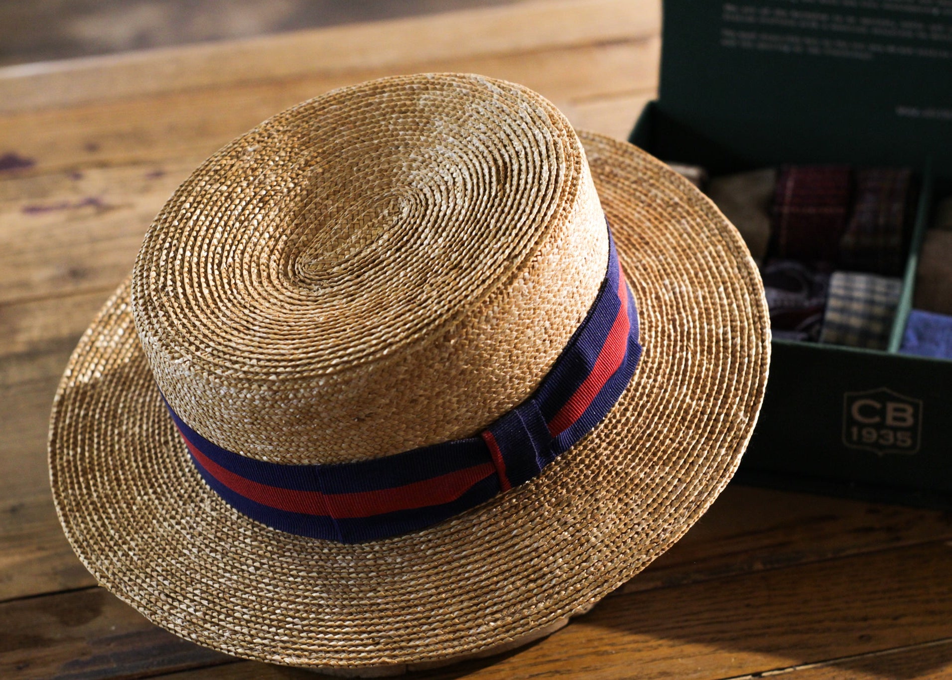 BOATER HAT - Soft Red&Blue