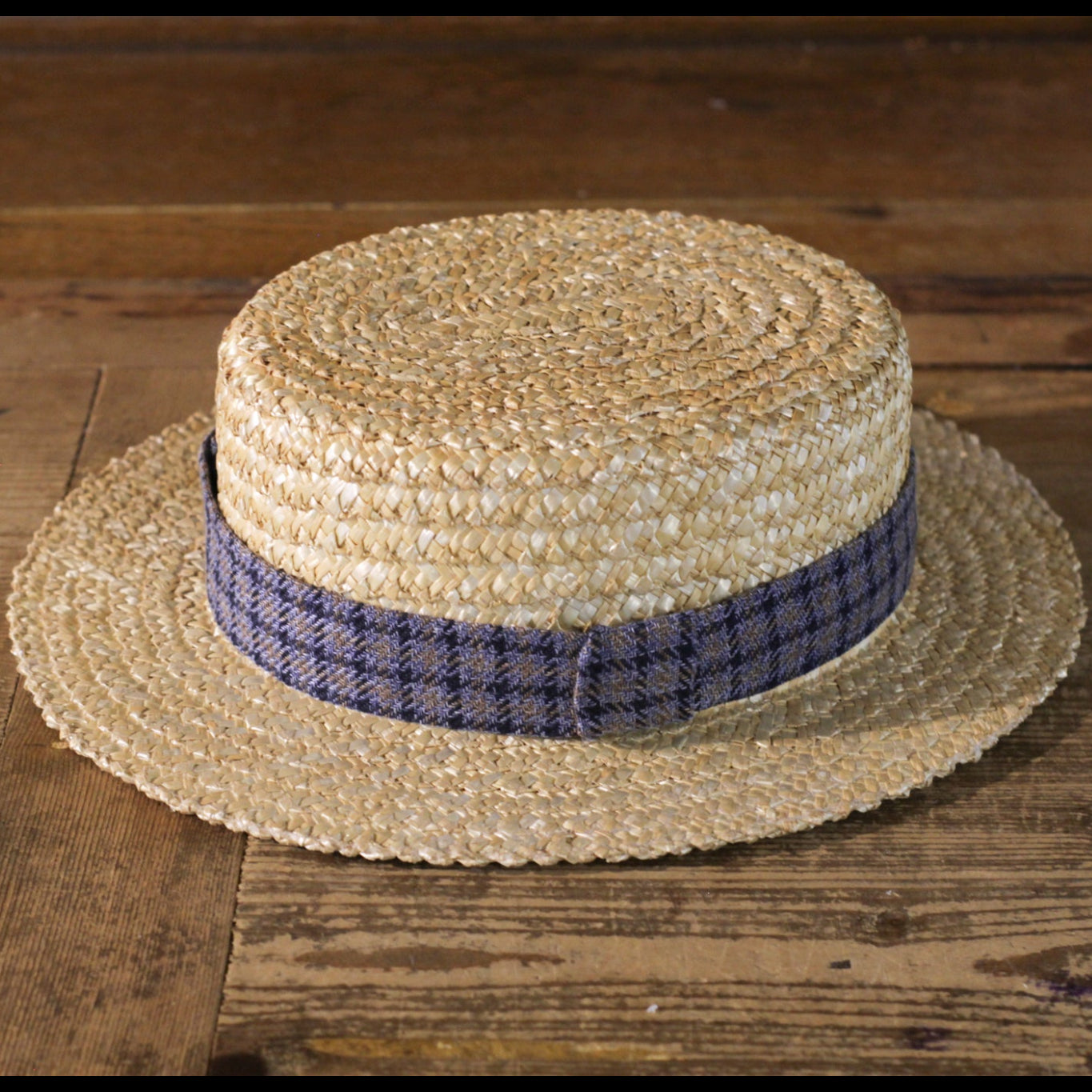 BOATER HAT - Yellow&Blue Microcheck