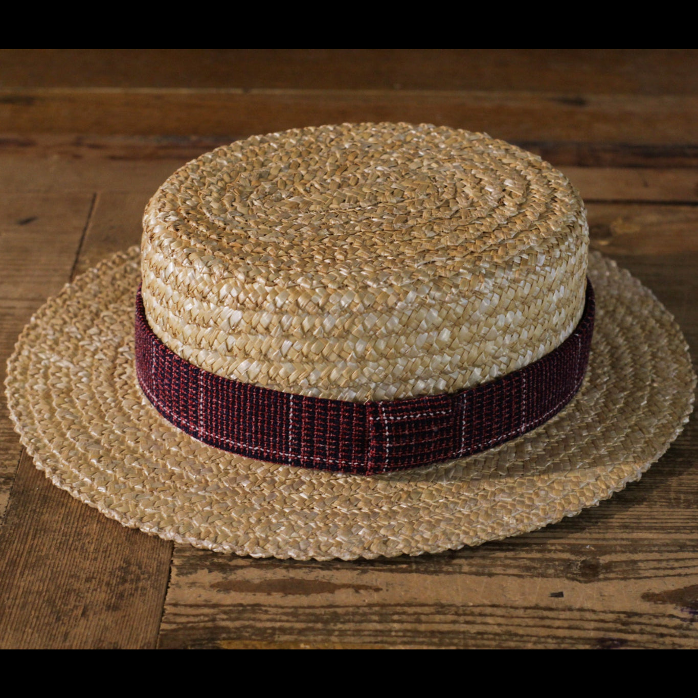 BOATER HAT - Red&Blue Checkered