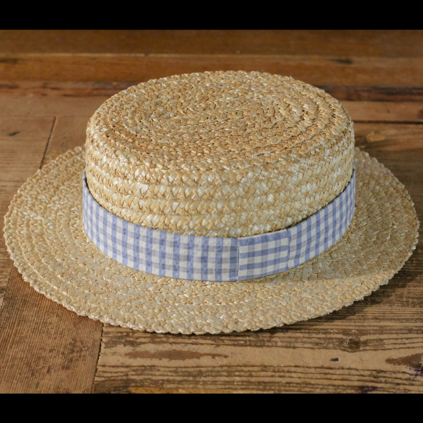BOATER HAT - Microcheck Seersucker