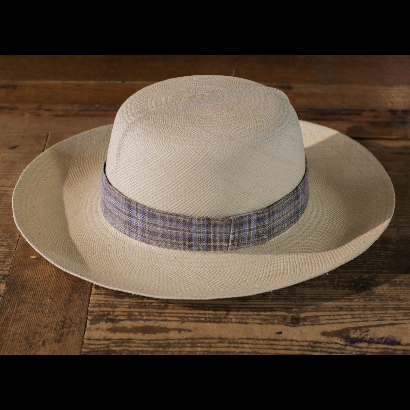 GENUINE SAFARI PANAMA - Light Grey&Blue Checkered