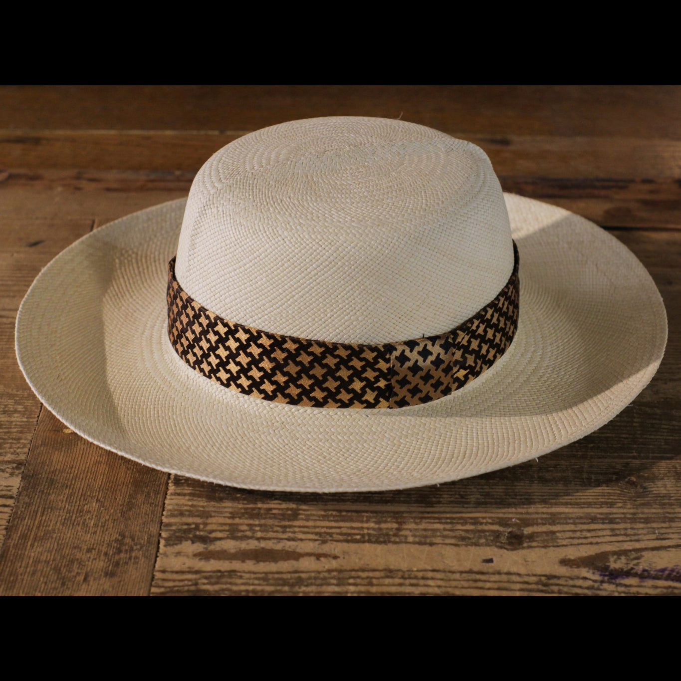 GENUINE SAFARI PANAMA - Gold&Brown Pied de Poule