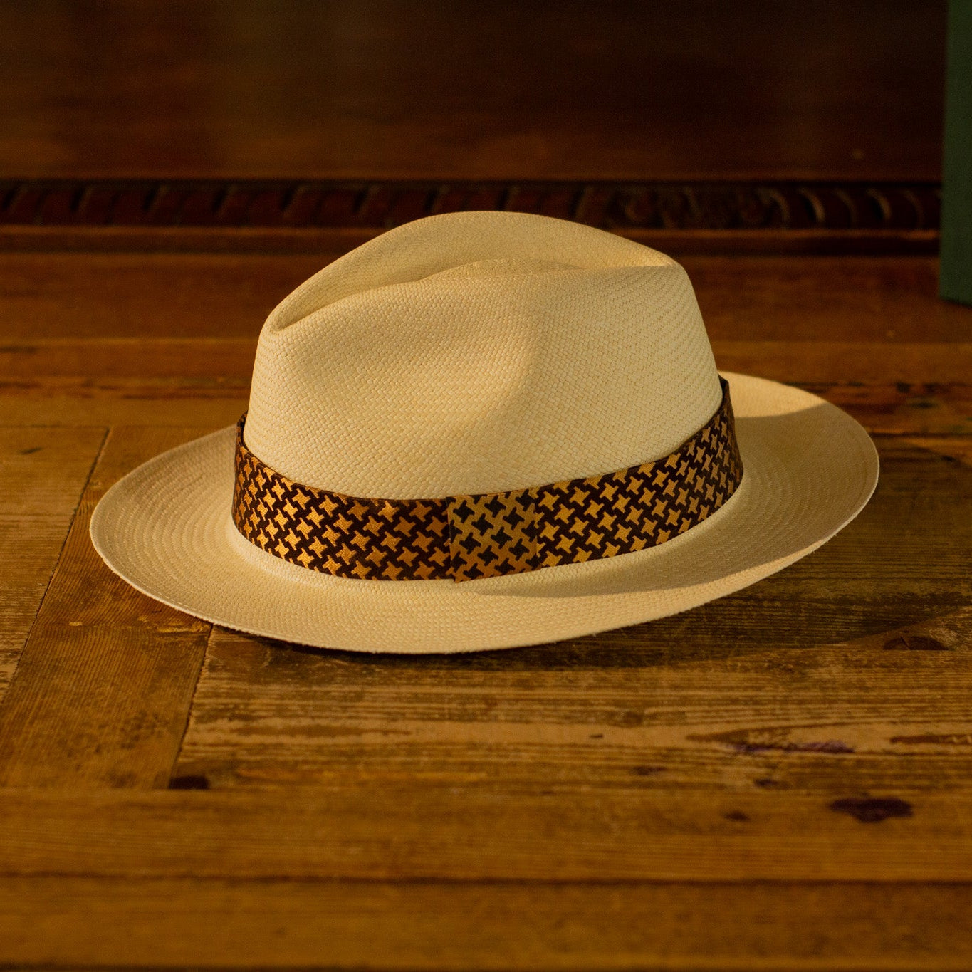 GENUINE PANAMA - Gold&Brown Pied de Poule