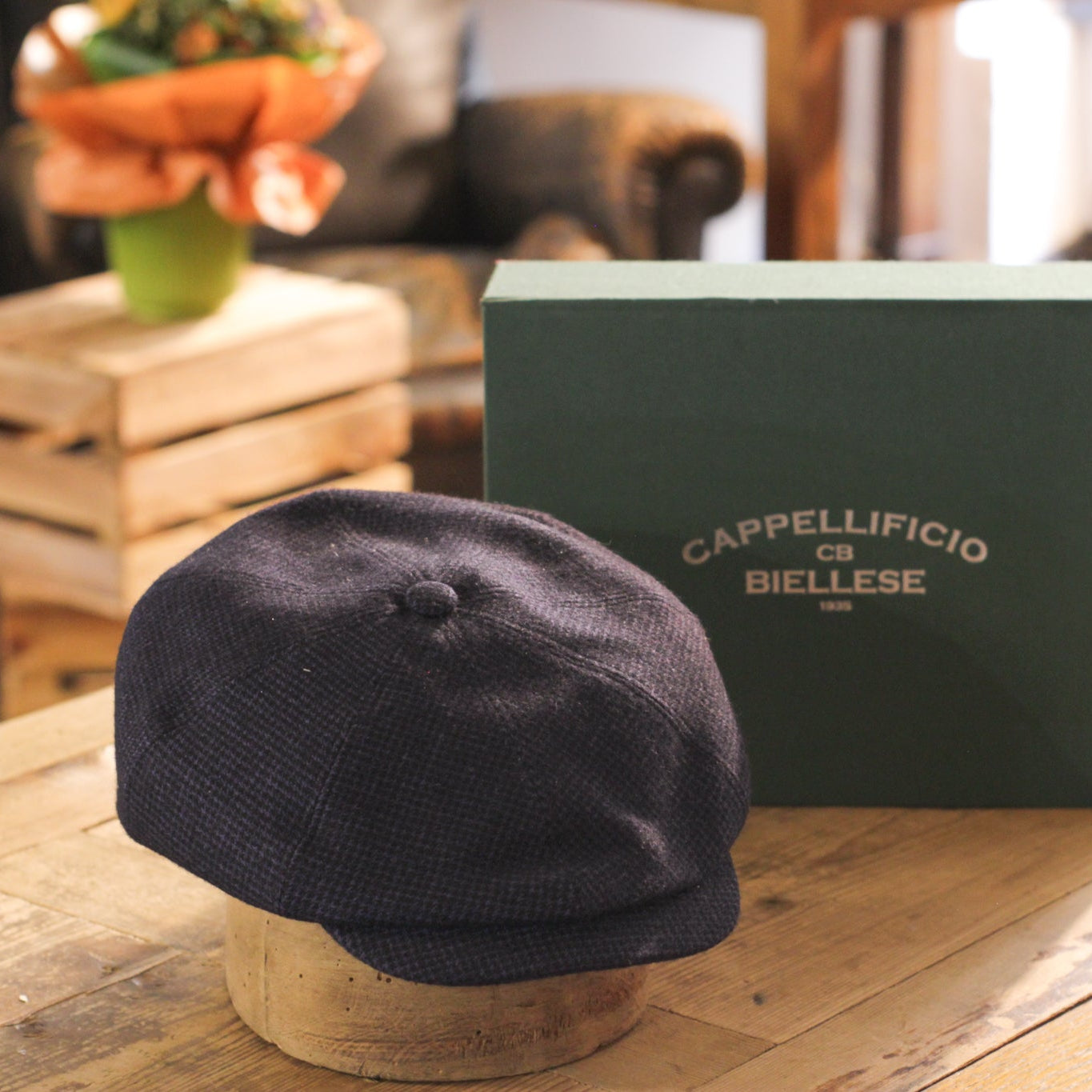 Baker Boy - Micro Pied De Poule Blue Navy
