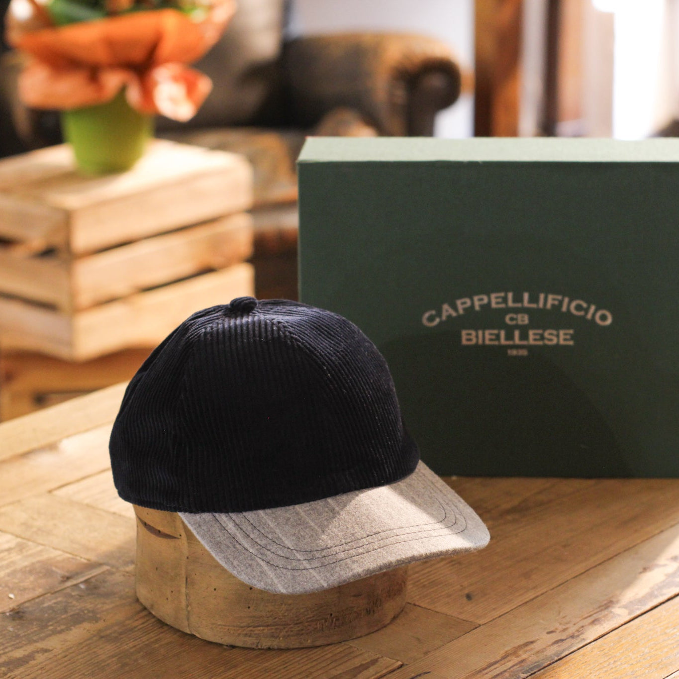 Baseball Cap - Blue Corduroy & Pinstripe Visor