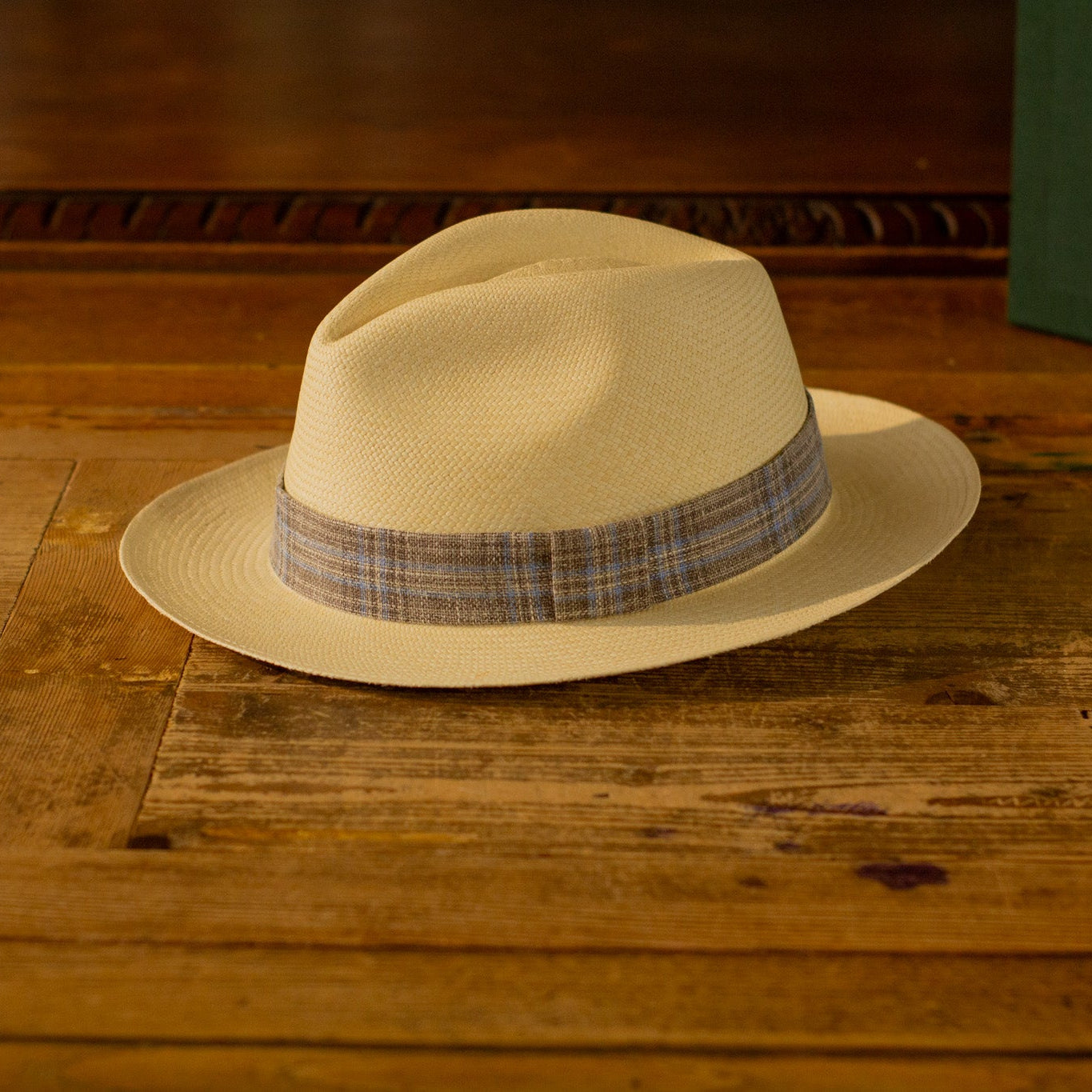 GENUINE PANAMA - Light Grey&Blue Checkered