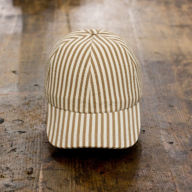Baseball Cap - Seersucker Beige&White