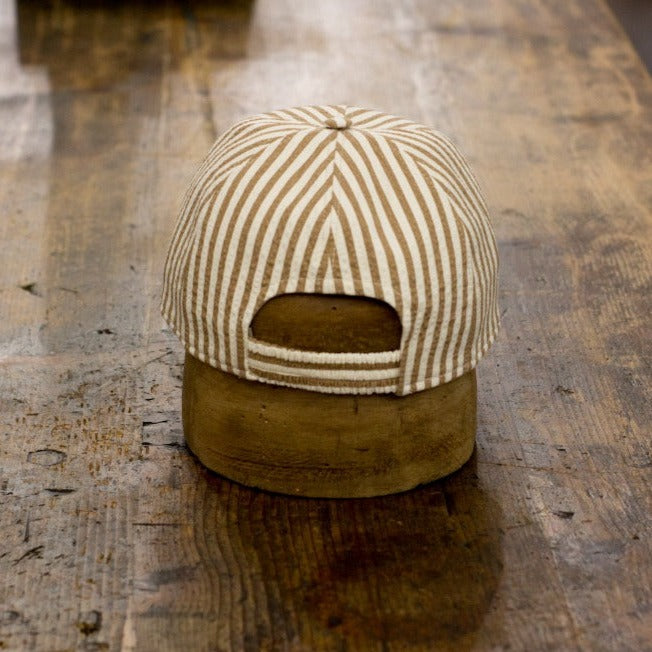 Baseball Cap - Seersucker Beige&White